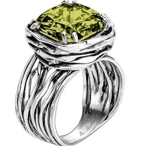 Statement Sterling Silver Peridot CZ Wrap Ring Jean Rachel